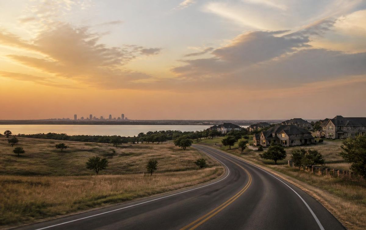 East of Dallas, Texas — Land and water, thirty minutes out
